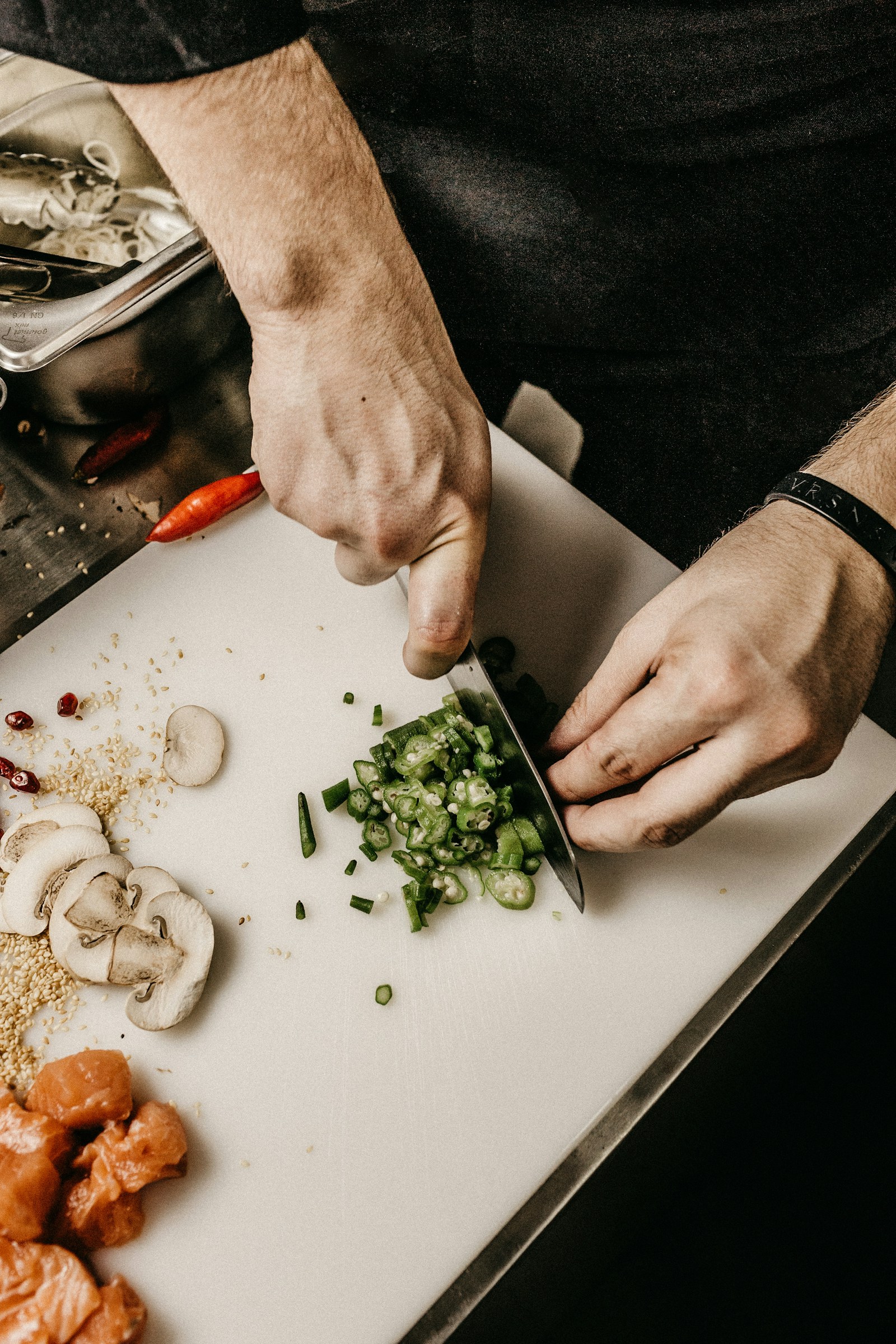 The hands of a Japanese craftsman at work